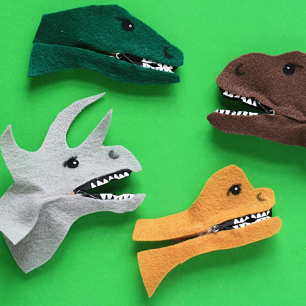 Colorful Felt Clothespin Dinosaur Animal Craft For Kids - Simple Projects for Kids Using Clothespins 