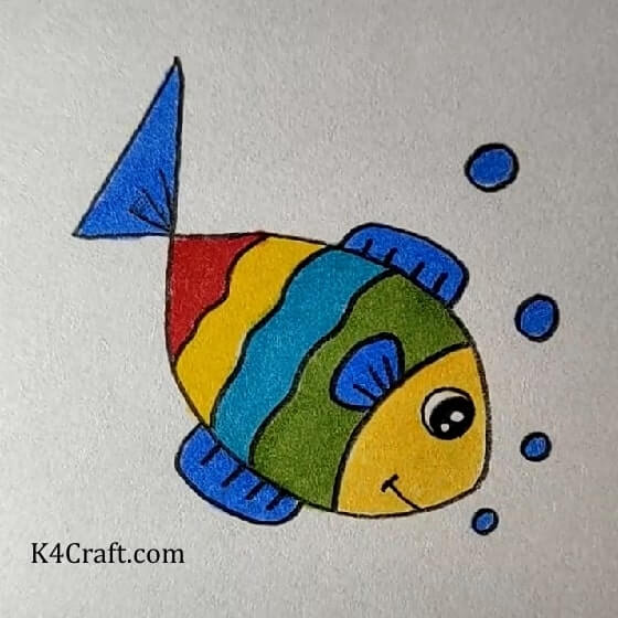 Colorful Fish Drawing Art Idea For Kids - Exploring the Splendid World of Pencil Art for Little Ones
