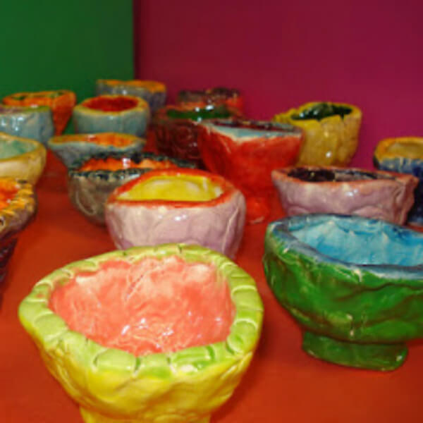 Colorful Pinch Pot Bowl Craft Project For 2nd Grade Kids - Working with lumps of clay to make something