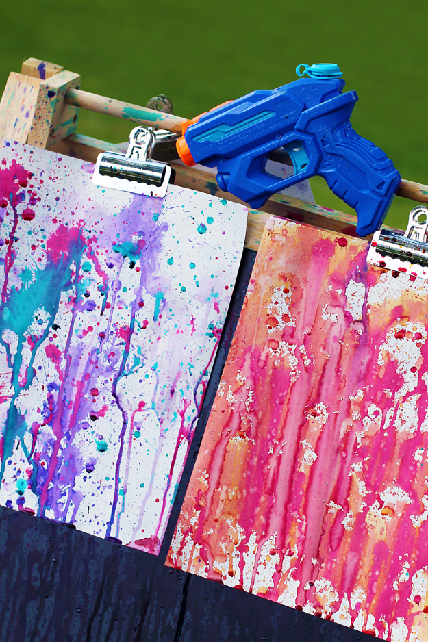 Colorful Squirt Gun Painting Art Activity For Kids - Enjoyable Do-It-Yourself Projects and Fun to Do With the Little Ones