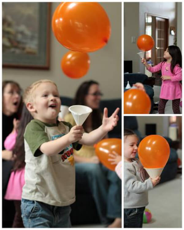 Crazy Balloon Catching Game Activity To Be Played With Funnel - Intramural Balloon Games For Pre-Schoolers