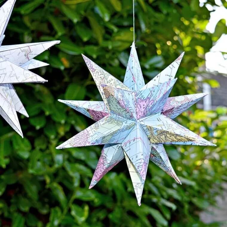 Creative 3D Printable Map Star Christmas Decoration Idea For Children - Crafting with Paper for the Elderly
