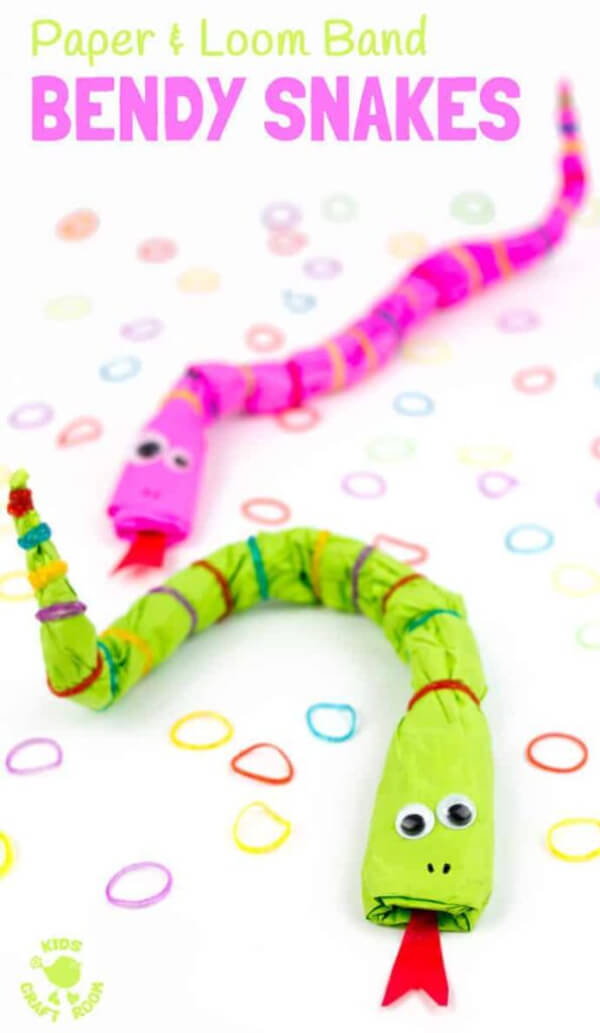 Creative Bendy Paper & Loom Band Snakes Craft With Tissue Paper & Googly Eyes - Unleash Creativity and Have Fun with Snake Crafts and Kids