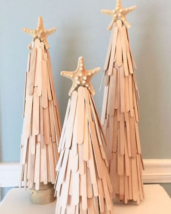 Creative Popsicle Stick Christmas Craft With Star Fish - Easy Popsicle Stick Art Projects for Kids During the Wintertime - Christmas Crafting