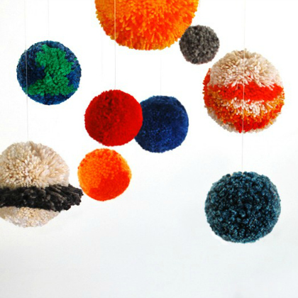 Creative Solar System Craft Project Using Pom Poms - Creating Pom Poms with the Little Ones