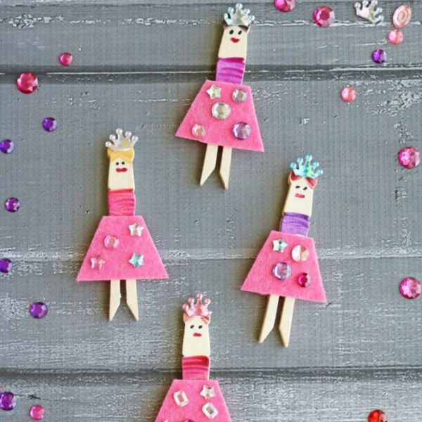 Cute Ballerina Clothespins Craft Using Beads, Paint & Markers - Ideas for Kids to Make Art with Clothespins 