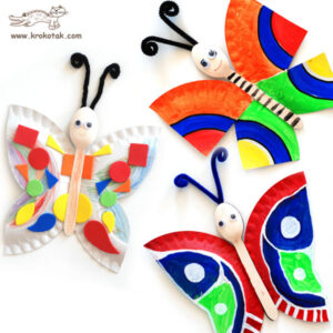 Cute Butterflies Craft Made With Plastic Spoons, Paper Plates, Googly Eyes & Pipe Cleaners