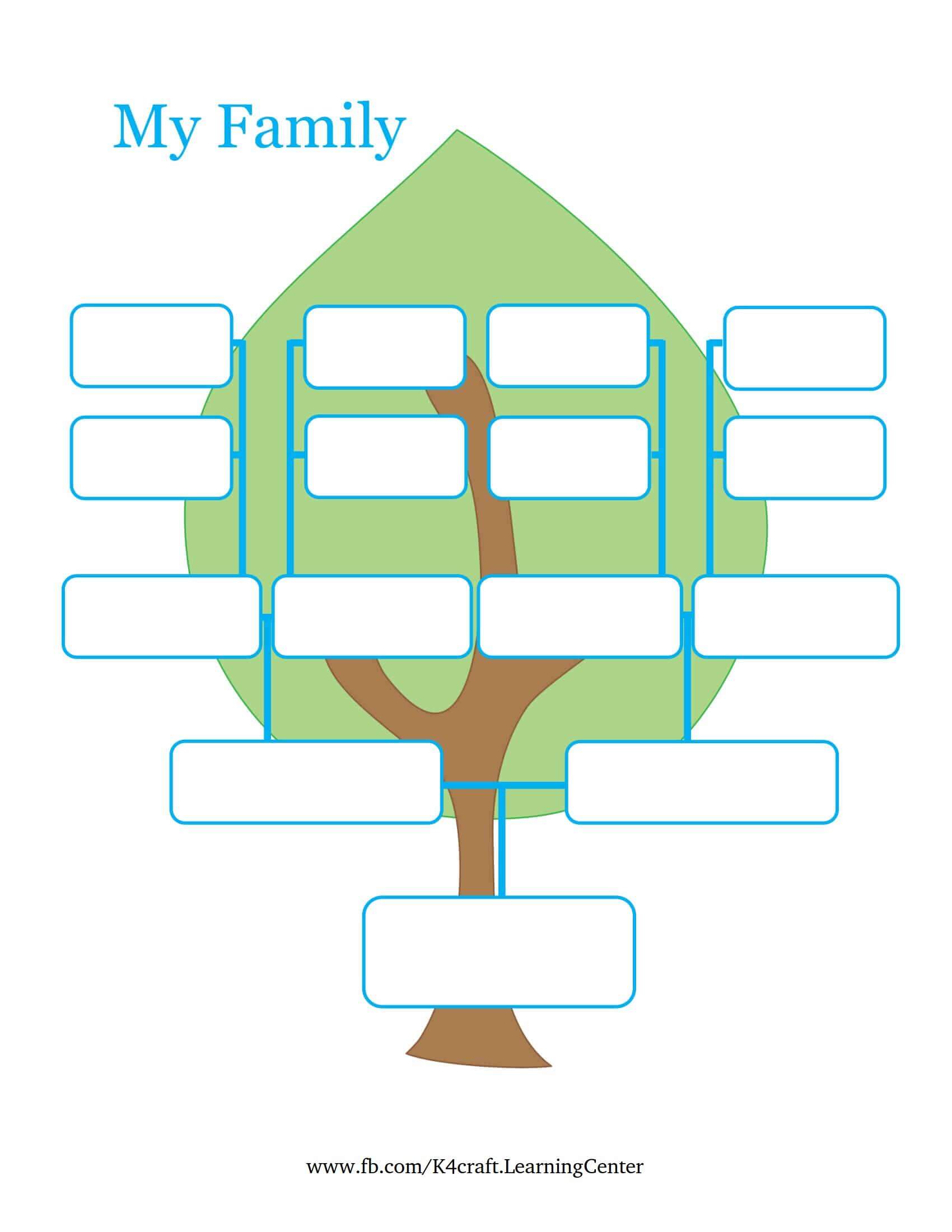 Cute Family Tree Template On Leaf - Kids Family Tree Planners 