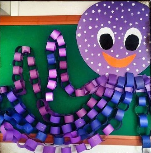 Cute Giant Octopus Paper Chain Decoration Idea For Classroom - Home-Built Octopus Arts & Experiences for Toddlers