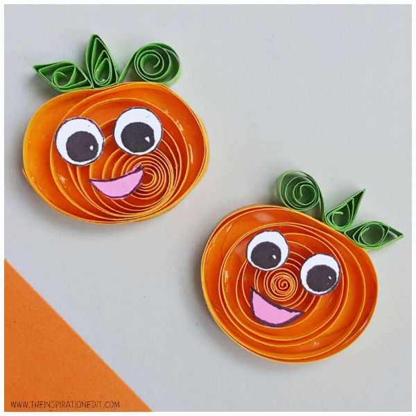 Cute Halloween Pumpkin Craft Activity Using Quiling Paper Strips - Stimulating Pumpkin Artwork for Youngsters