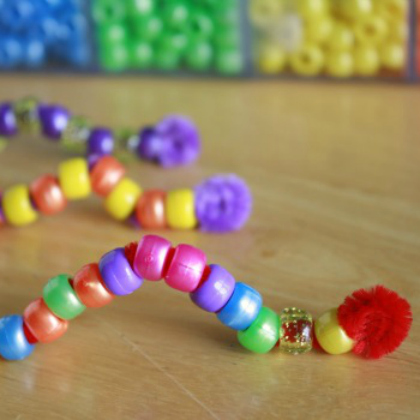 Cute Little Caterpillar Pets Craft With Pony Beads & Small Pom Pom - Outstanding Pony Bead Projects for the Youth 