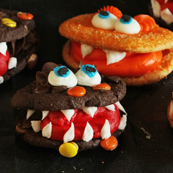 Cute Little Monster Cookie Cakes Decoration Idea For Birthday Parties - Designing Autumn Treats For Older Children