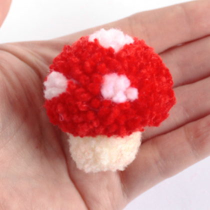 Cute Little Pom Pom Mushroom Craft Tutorial For Beginners - Making Pom Poms as a Hobby with Kids