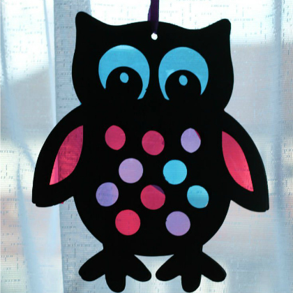 Cute Owl Stained Glass Art Project For Kids - Simple Stained Glass Projects for Children