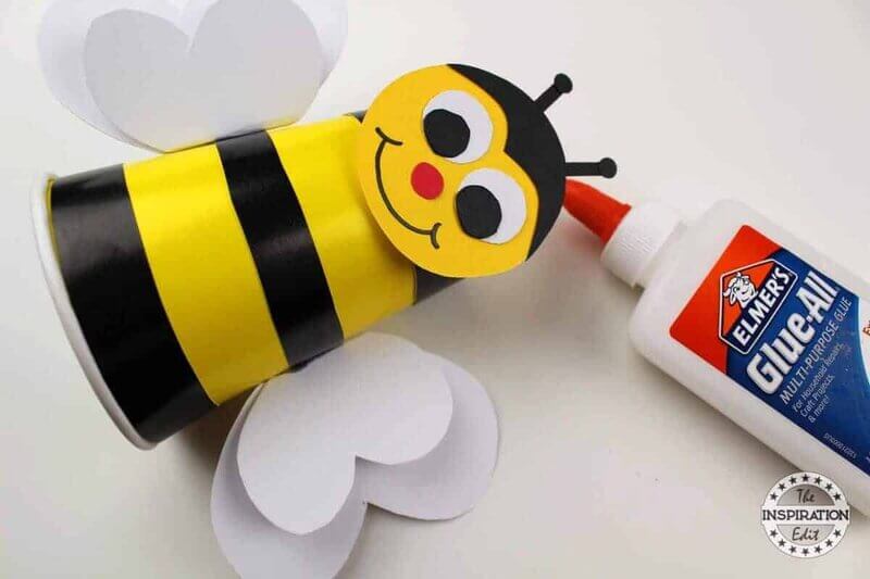 Cute Paper Cup Bumble Bee Craft For Preschoolers Using Colorful Cardstock & Black Marker - Simple Paper Cup Animal Creations