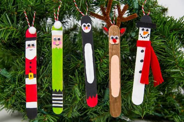 Cute Popsicle Stick Puppet Ornament Craft For Christmas - Simple Popsicle Stick Crafts for Kids to Do During the Christmas Season 