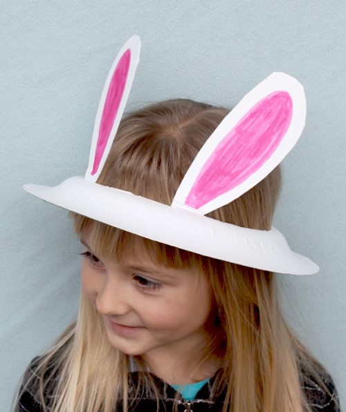 Cute Rabbit Hat Craft Using Paper Plate - Try your hand at designing unique hats with paper plates.
