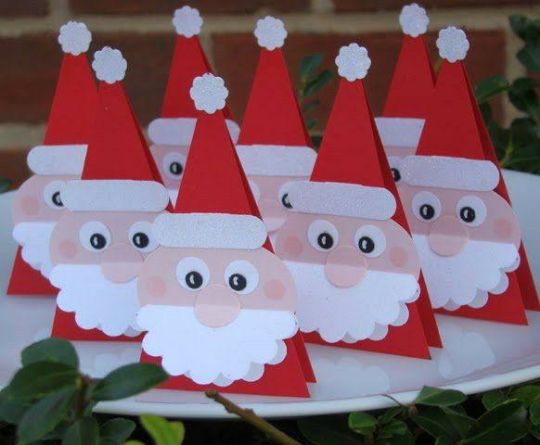Cute Santa Christmas Card Idea In Triangular Shape - Get creative this Christmas with Santa-inspired projects for children.