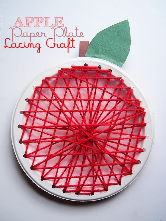 DIY Apple Paper Plate Lacing Craft For Kids - Crafting and Doing Things for the Beginning of School with Apples