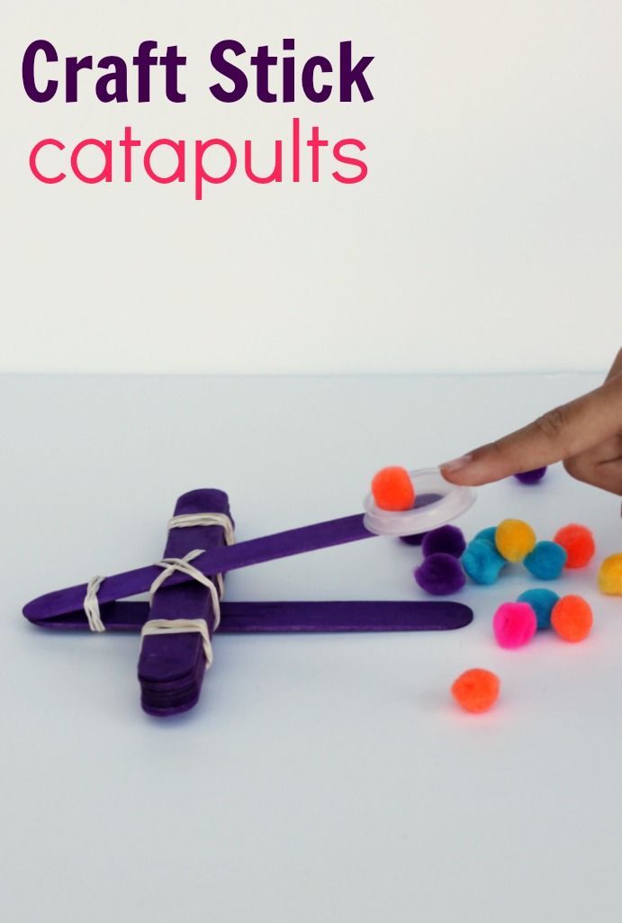 DIY Catapults Craft With Popsicle Sticks & Pom Pom - Enchanting Pom Pom creations for children 
