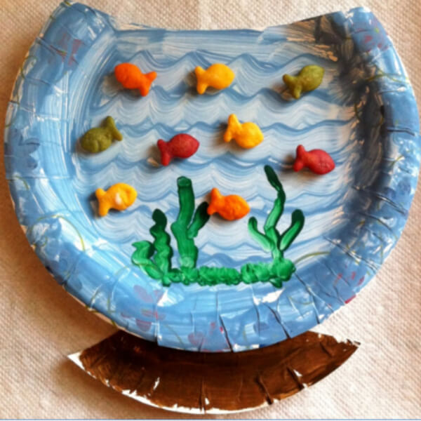 DIY Fish Bowl Craft Idea Using Paper Plate - Activities Inspired By Dr. Seuss For Pre-Kindergarteners