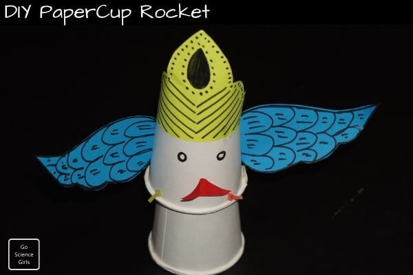 DIY Jumping Bird Rocket Craft Using Paper Cups, Rubber Bands, Colorful Papers, & Black Pen - Crafting with Paper Cup Miniatures