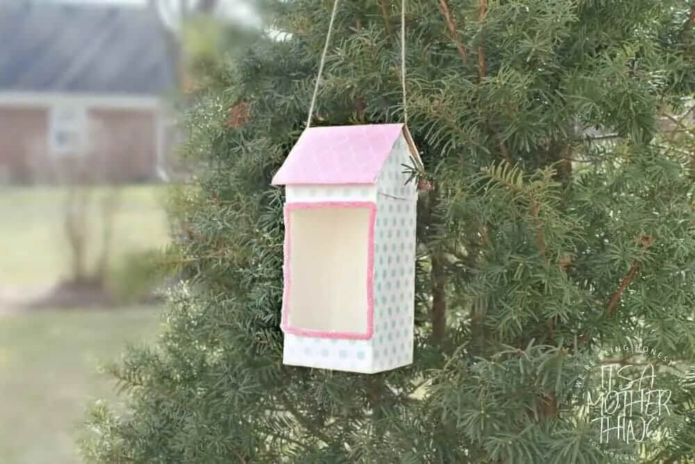DIY Milk Carton Bird Feeder Hanging Craft For Outdoor to Make With Kids - Utilizing Milk Cartons to Construct Bird Feeders