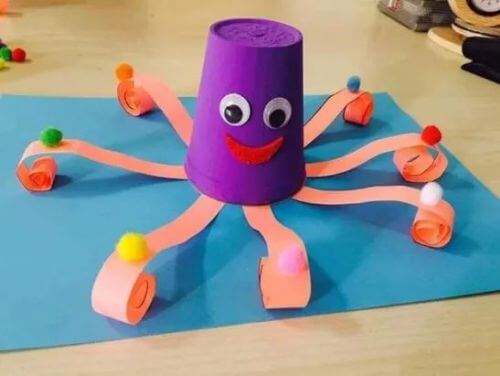 DIY Octopus Paper Cup Craft Activity For Kids - Making Octopus Projects & Games for Youngsters 
