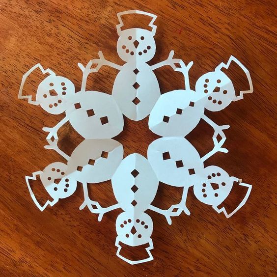 DIY Paper Snowflakes Craft In Snowman Shaped - Learn the Methodology to Craft Simple Paper Snowflakes - Step-by-Step Guidelines