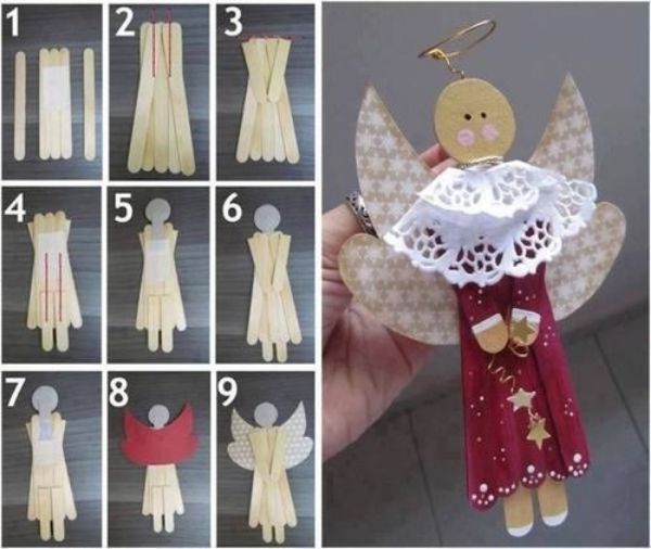 DIY Popsicle Stick Angel Craft Tutorial With Step By Step Instructions - Simple Holiday Handicrafts with Popsicle Sticks - Wintertime Fun