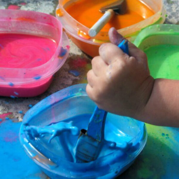 DIY Sidewalk Chalk Paint Outdoor Activity For Kids - Creative colour pairings for the young