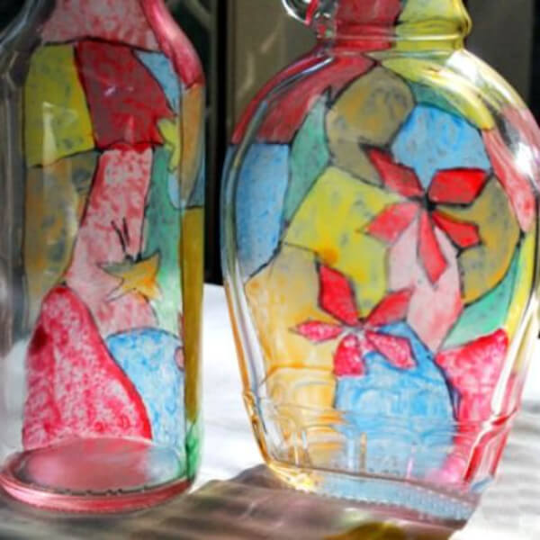 DIY Stained Glass Snow Globe Bottle Art Activity For Kids - Creative Ways To Enjoy Snow With Kids