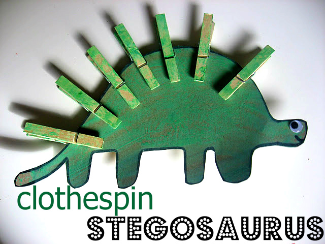 DIY Stegosaurus Dinosaur Craft With Clothespin, Cereal Box & Paint - Fun Projects for Kids Using Clothespins 