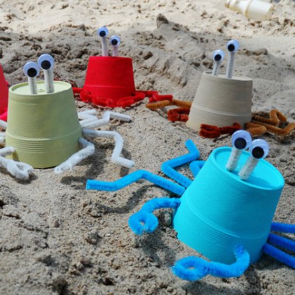 DIY Styrofoam Cup Sea Crabs Craft Idea Using Pipe Cleaners & Googly Eyes - Fun Activities for Kids with Disposable Cups 