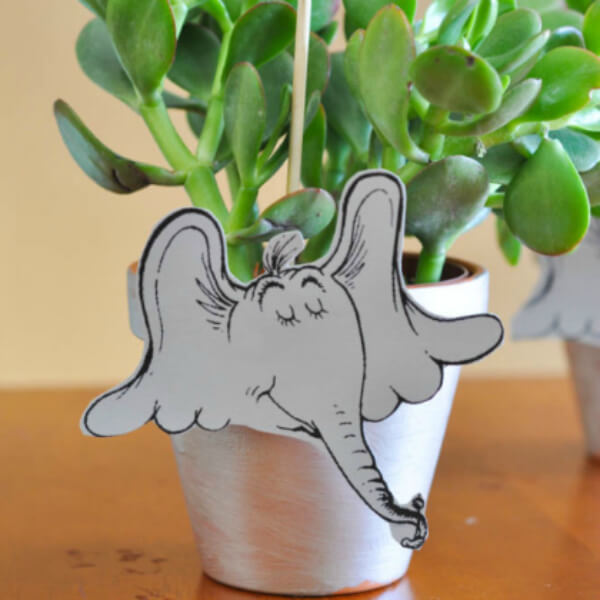DIY Terracotta Flower Pots Craft Idea With Printable Elephant  - Crafting Ideas Influenced By Dr. Seuss For Pre-Primary Kids