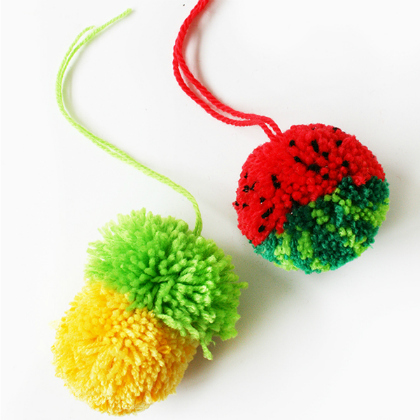 DIY Tutti Frutti Pom Poms Decoration Crafts For Home - Making Pom Poms as a Fun Activity with Kids 