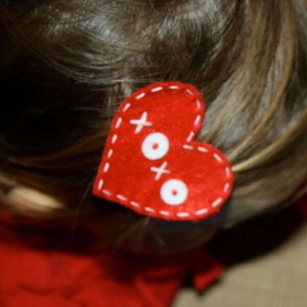 DIY XOXO Hair Clip Message Craft In Hear Shaped For Valentine's Day - Crafting Hair Bows in Celebration of Valentine’s Day 