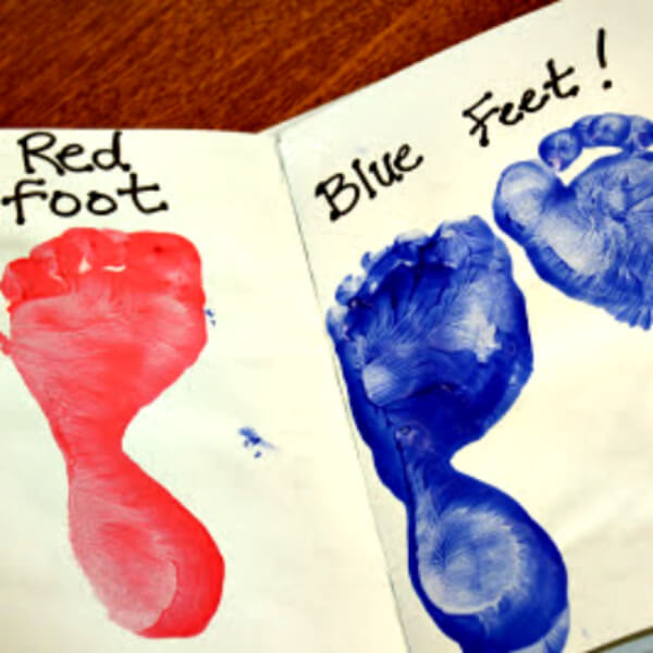 DR. Sesuss Foot Book Inspired Family Foot Book Craft Activity For Toddlers - Making things in the style of Dr. Seuss for preschoolers