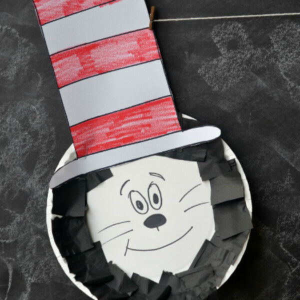 Dr. Sesuss Inspired Paper Plate Cat In The Hats Craft Tutorial  - Art Projects Influenced By Dr. Seuss For Pre-Schoolers