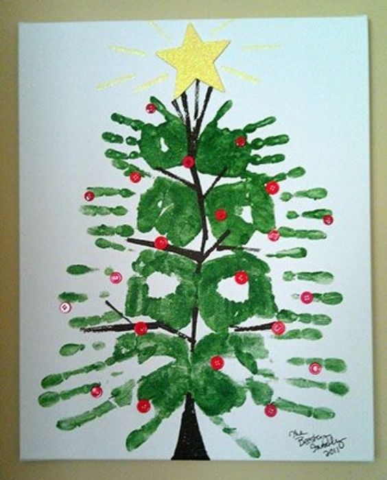 Easy & Creative Way To Make Handprint Christmas Tree - Handprint Christmas Crafts for Younger Kids 