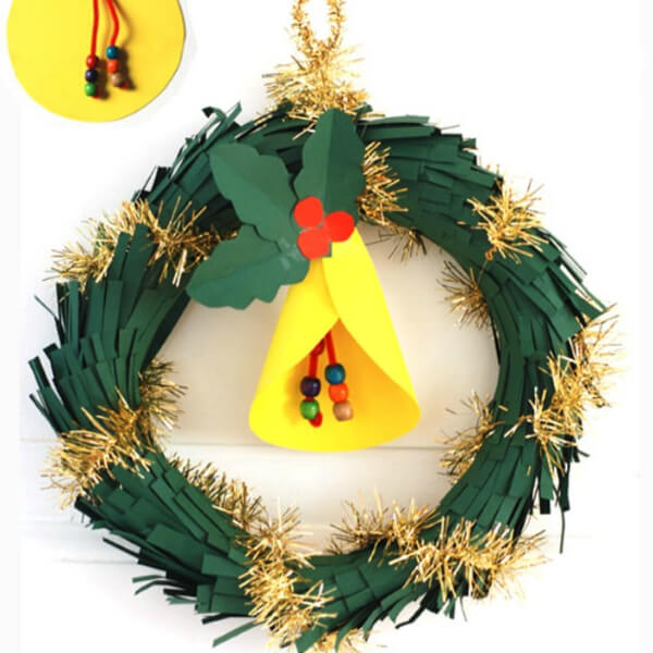 Easy Christmas Wreath Craft Using Paper, Beads & Bell - Creating your own Christmas Wreath