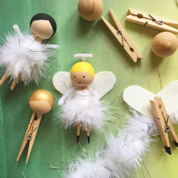 Easy Clothespin Angel Ornament Craft For Christmas Decor - Entertaining Clothespin Creations for Kids 