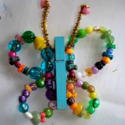 Easy Clothespin Butterfly Craft Made With Pony Beads & Pipe Cleaners - Outstanding Pony Bead Handiwork for Youngsters 