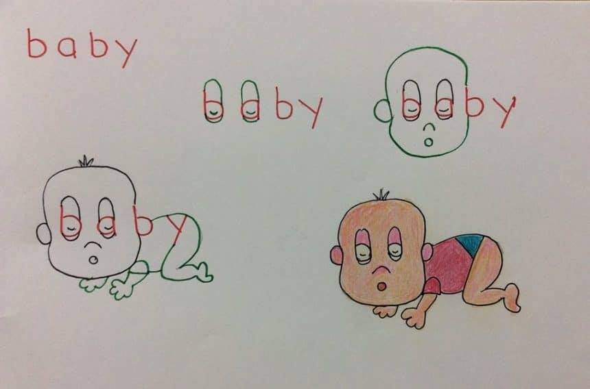 Easy Drawing Using Baby Word - Representing images with words for little ones 