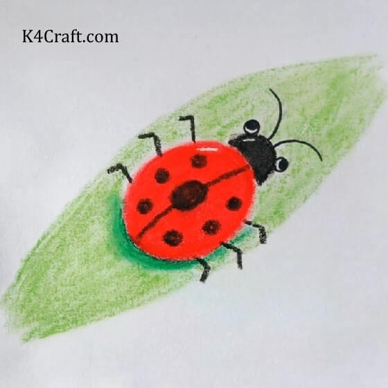Easy Ladybug Art Idea On Green Leaves - Introducing the Brilliant Art of Pencil Drawing for Children