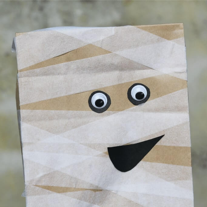 Easy Paper Bag Mummy Puppet Craft For Halloween - Making Art with Halloween Paper Bags