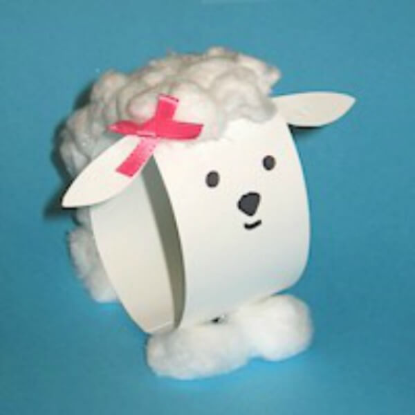 Easy Paper Loop Lamb Craft Project Using Ribbon, Markers & Cotton Balls - Ideas for making use of cotton balls