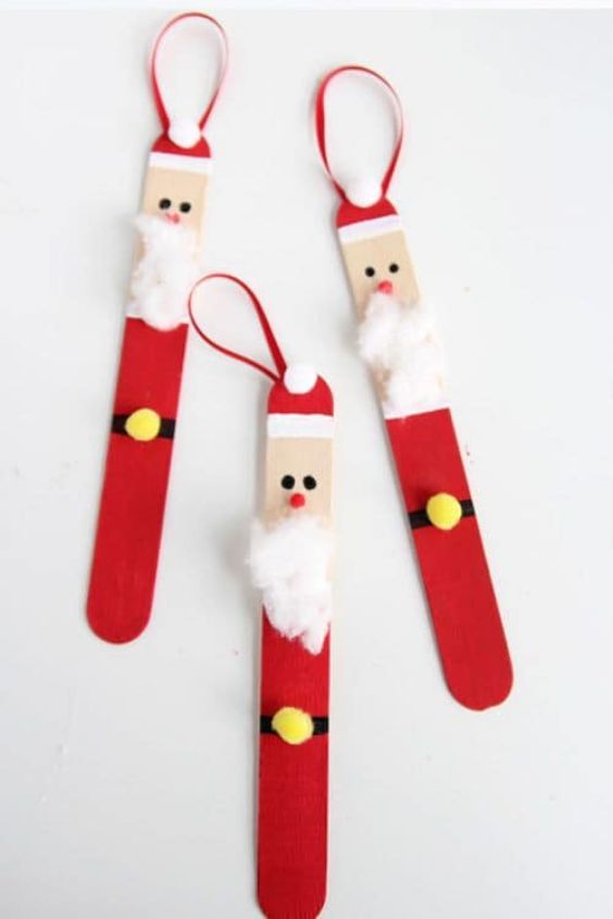 Easy Popsicle Stick Santa Ornament Craft For Christmas Tree - Do-it-yourself holiday projects for children.