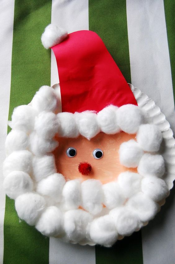 Easy Santa Claus Craft Made With Paper Plate, Cotton Balls & Googly Eyes - . Developing Handicrafts to Offer During Christmas 