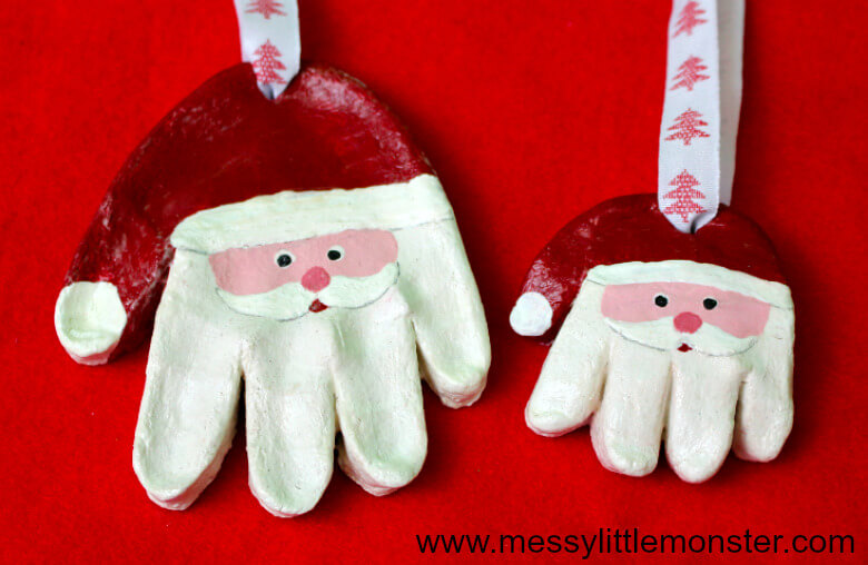 Easy Santa Salt Dough Handprint Ornament Craft For Kindergartners - Create Salt Dough Christmas Adornments